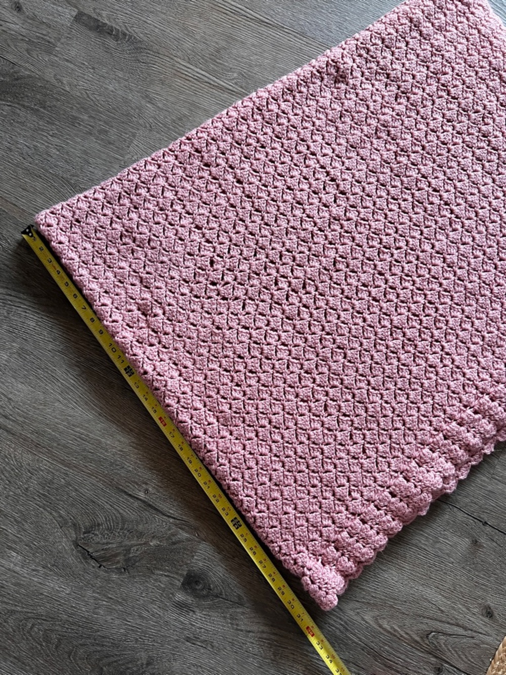 Prairie Handknit blush rose pink crochet throw blanket soft cozy cabin vibes - Picture 12 of 12